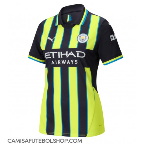 Camisa de time de futebol Manchester City Replicas 2º Equipamento Feminina 2024-25 Manga Curta